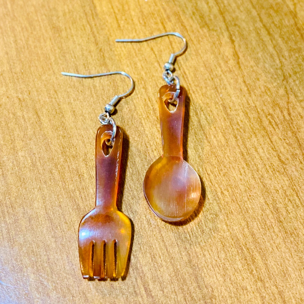 Unique Horn Spoon & Fork Earrings